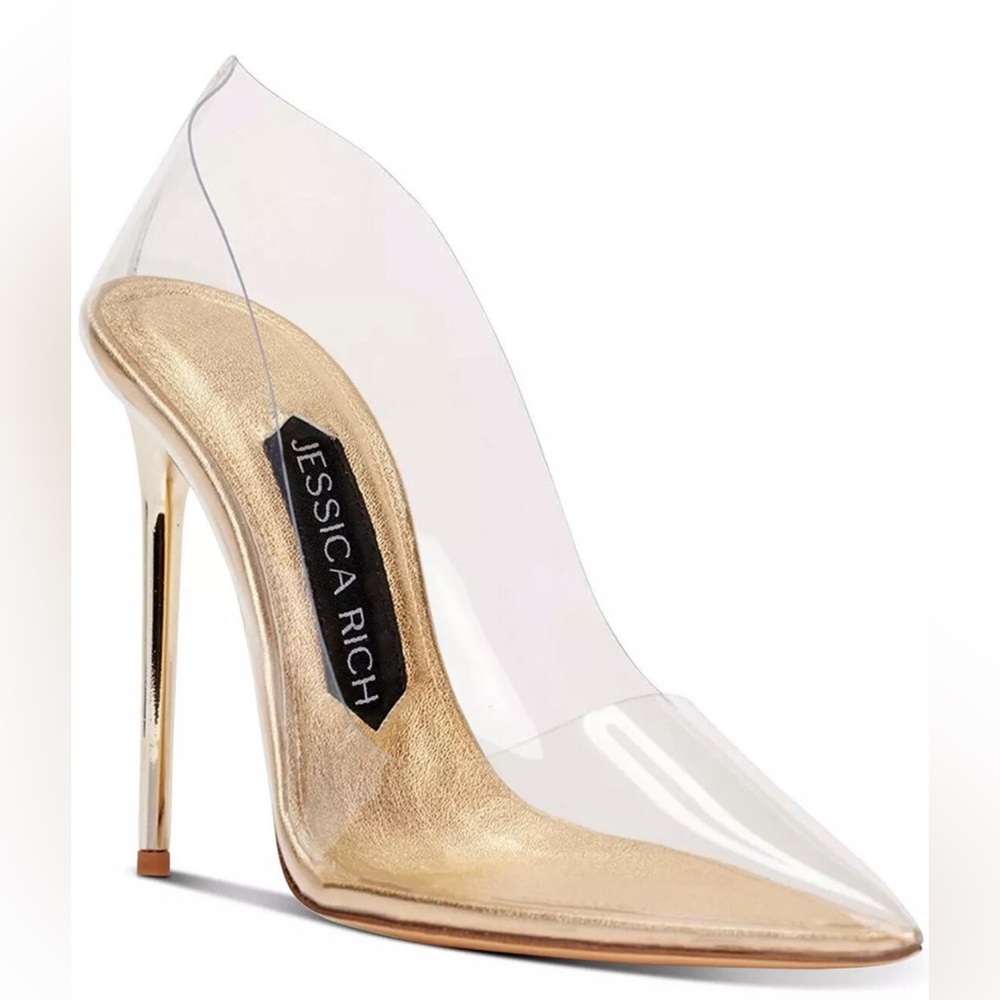 Jessica Rich Clear PVC and Gold Stiletto Heel
